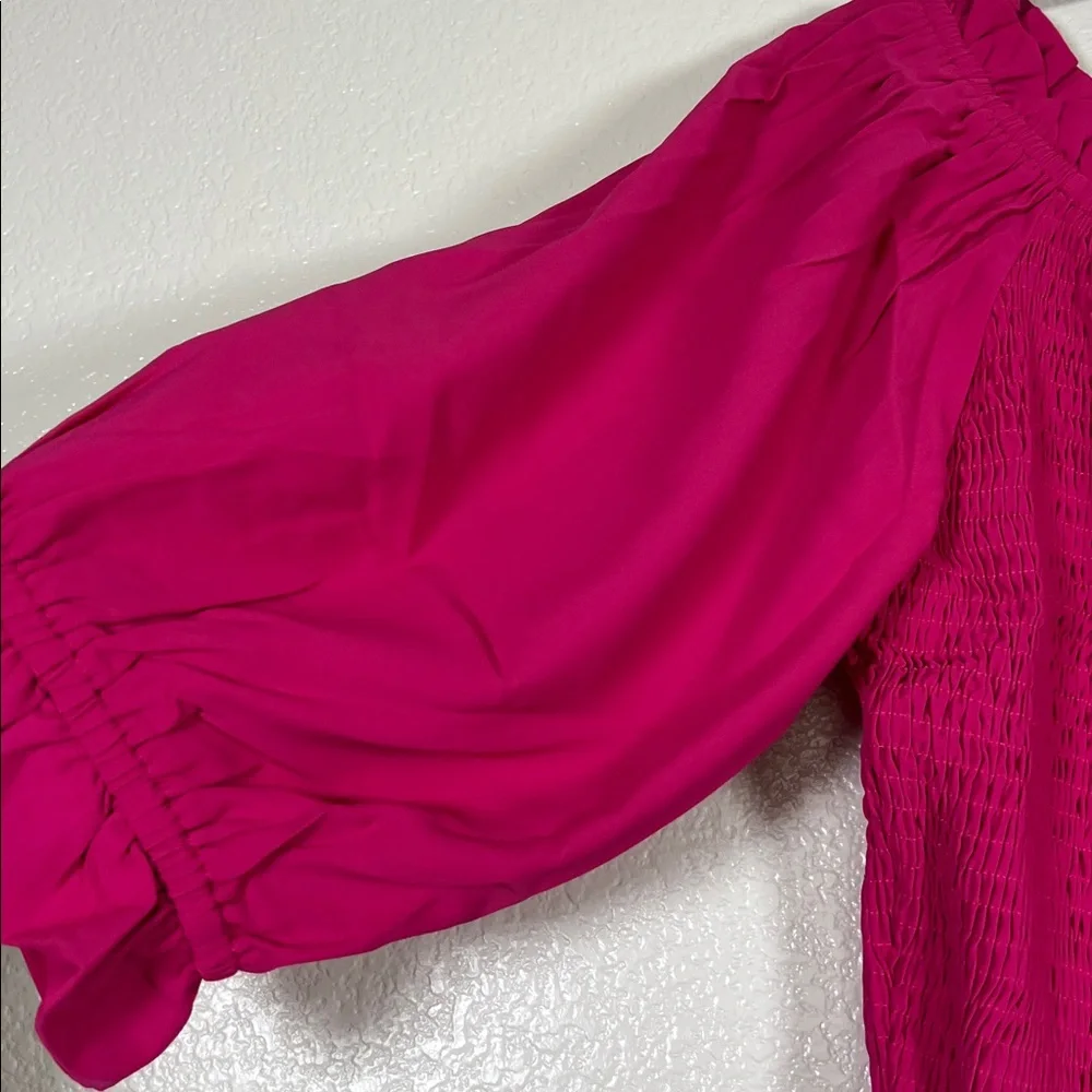 Fuchsia pink shocked bust top, size 3X - Picture 6 of 8